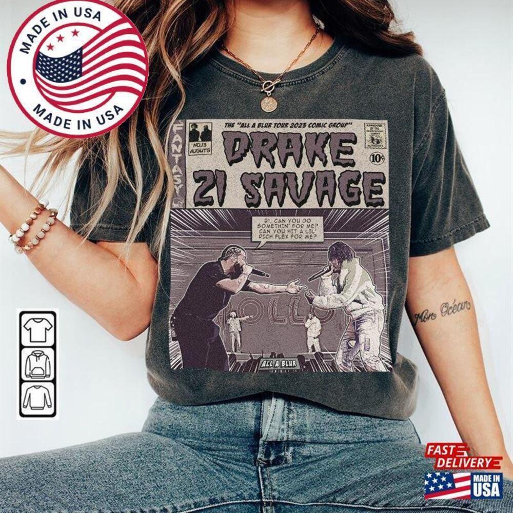 Drake 21 Comic Shirt 90S Retro Book Art Savage All A Blur World Tour T-shirt